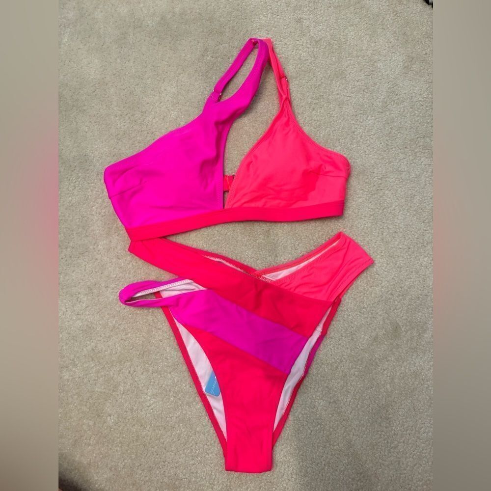 Women’s Popvil Colorblock One Shoulder Bikini M